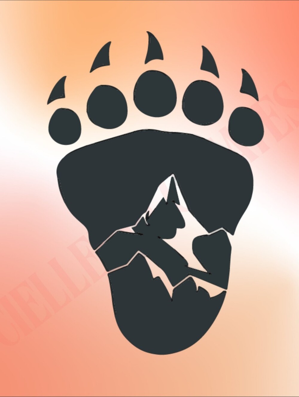 *2 for $20* Bear paw print with Mountains vinyl decal Sticker Handcrafted